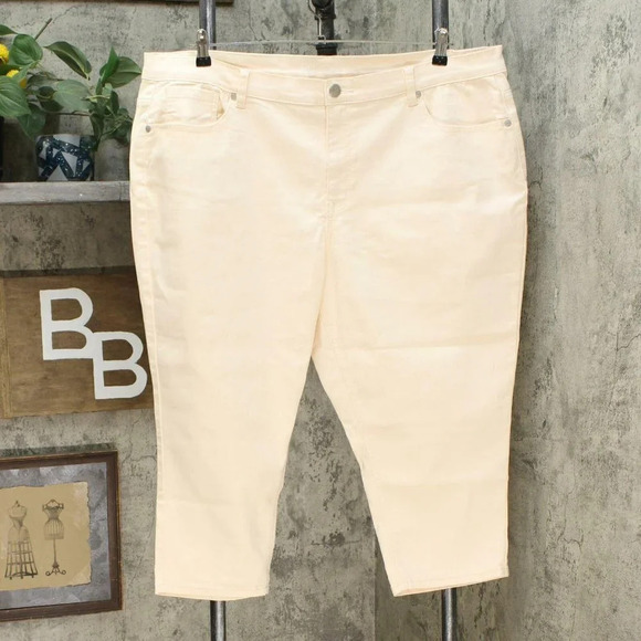 DG2 by Diane Gilman Crop Jeans Eggshell Petite 24W - Picture 3 of 8